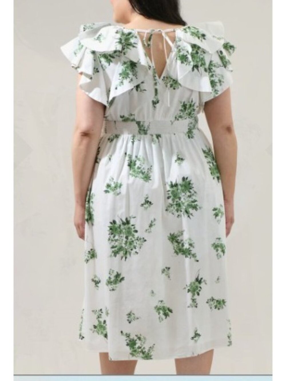 SugarLips Ria Floral Santana Tie Back Midi Emerald White Dress Plus Size 2X - Picture 2 of 12
